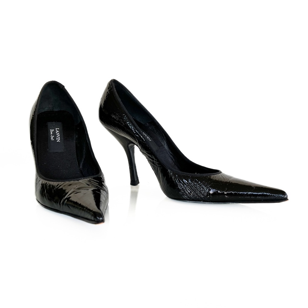 Lanvin Super Pointy Black Patent Heels 36